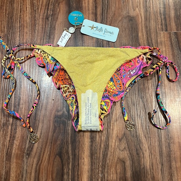 Luli Fama Shore Thing Seamless Wavy Ruched Back Side Tie Bottom - Picture 10 of 16